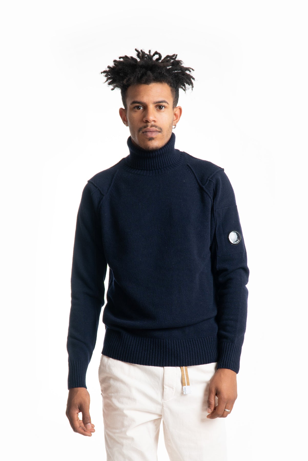 Cashmere Maglione Blu Collo Alto Maglione Collo Alto In Cashmere