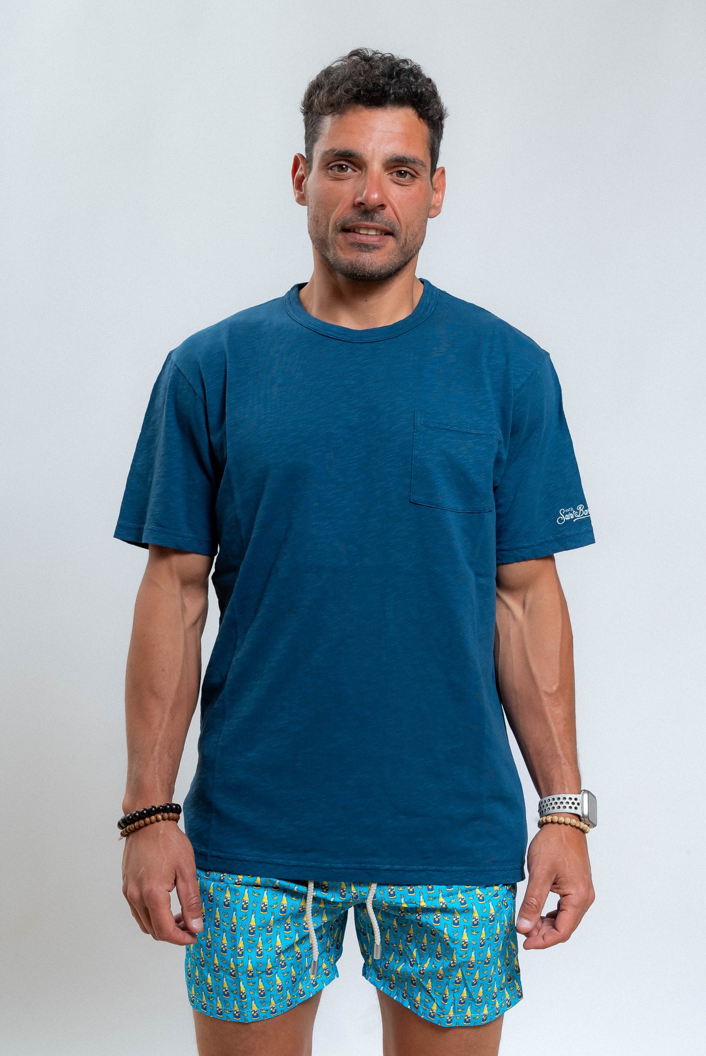 T-shirt President in Cotone Fiammato Blu