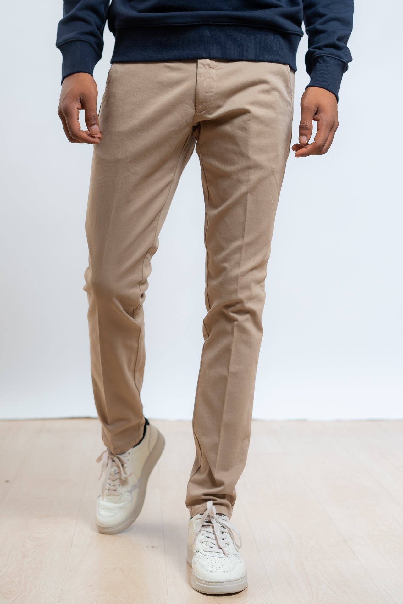 Roy roger's uomo Pantalone Chino New Rolf In Gabardina Beige, fronte