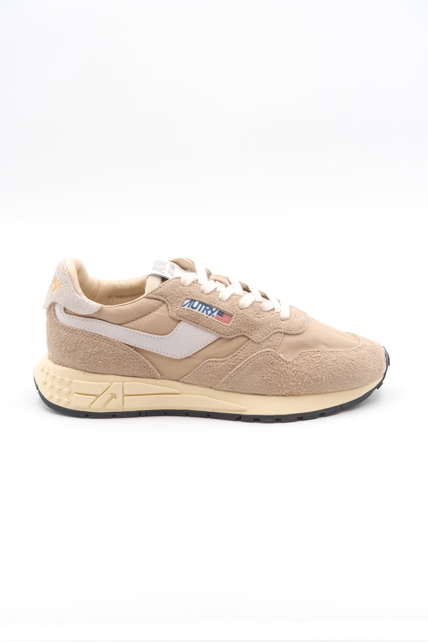 saldi autry sneakers uomo reelwing low in suede e nylon beige, lato