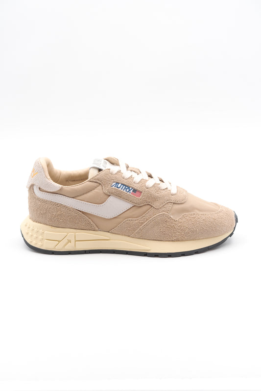 saldi autry sneakers uomo reelwing low in suede e nylon beige, lato