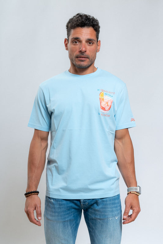 mc2 saint barth uomo t-shirt celeste ricamo sbagliato, fronte