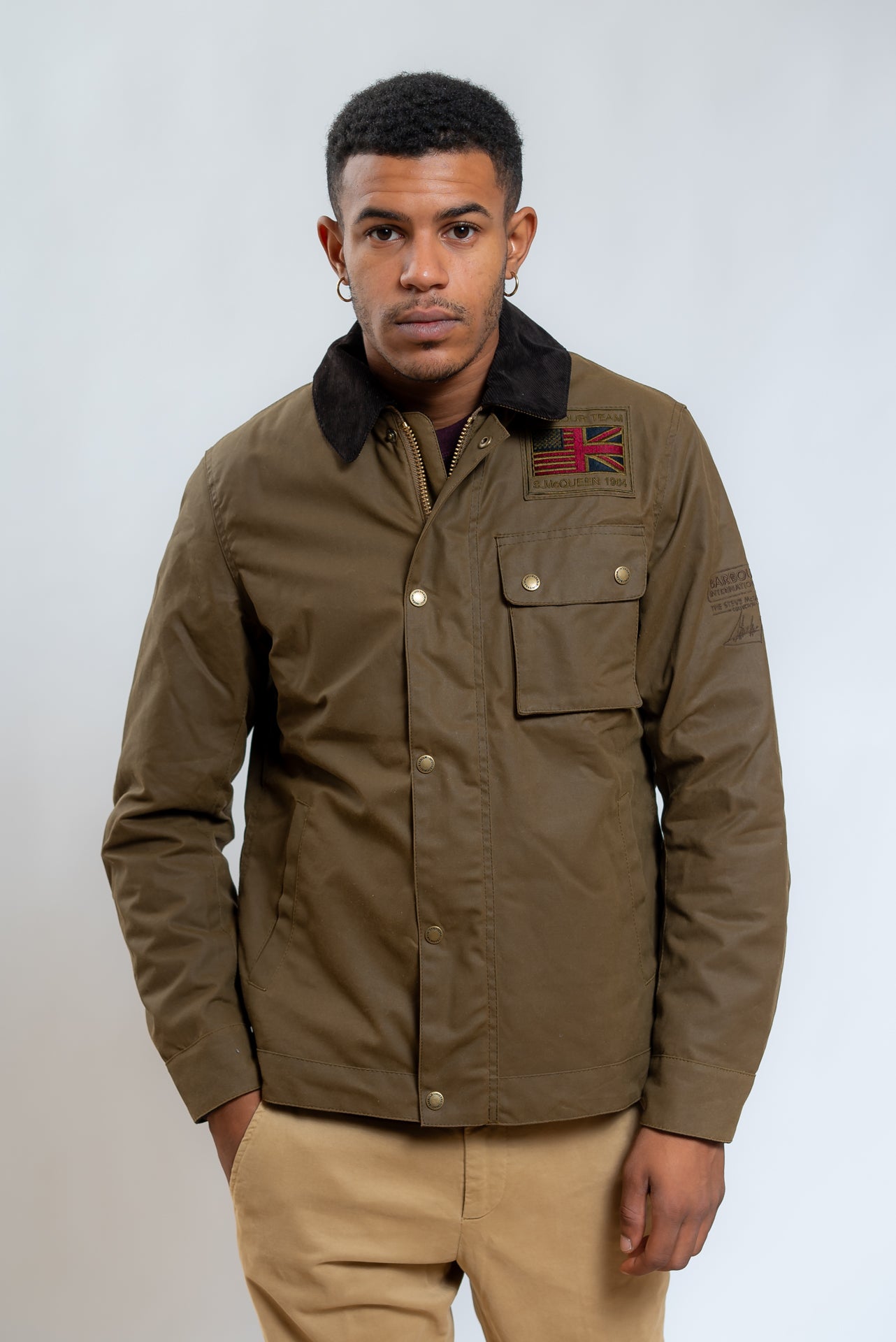 barbour Giubbino Worker Wax Marrone, fronte