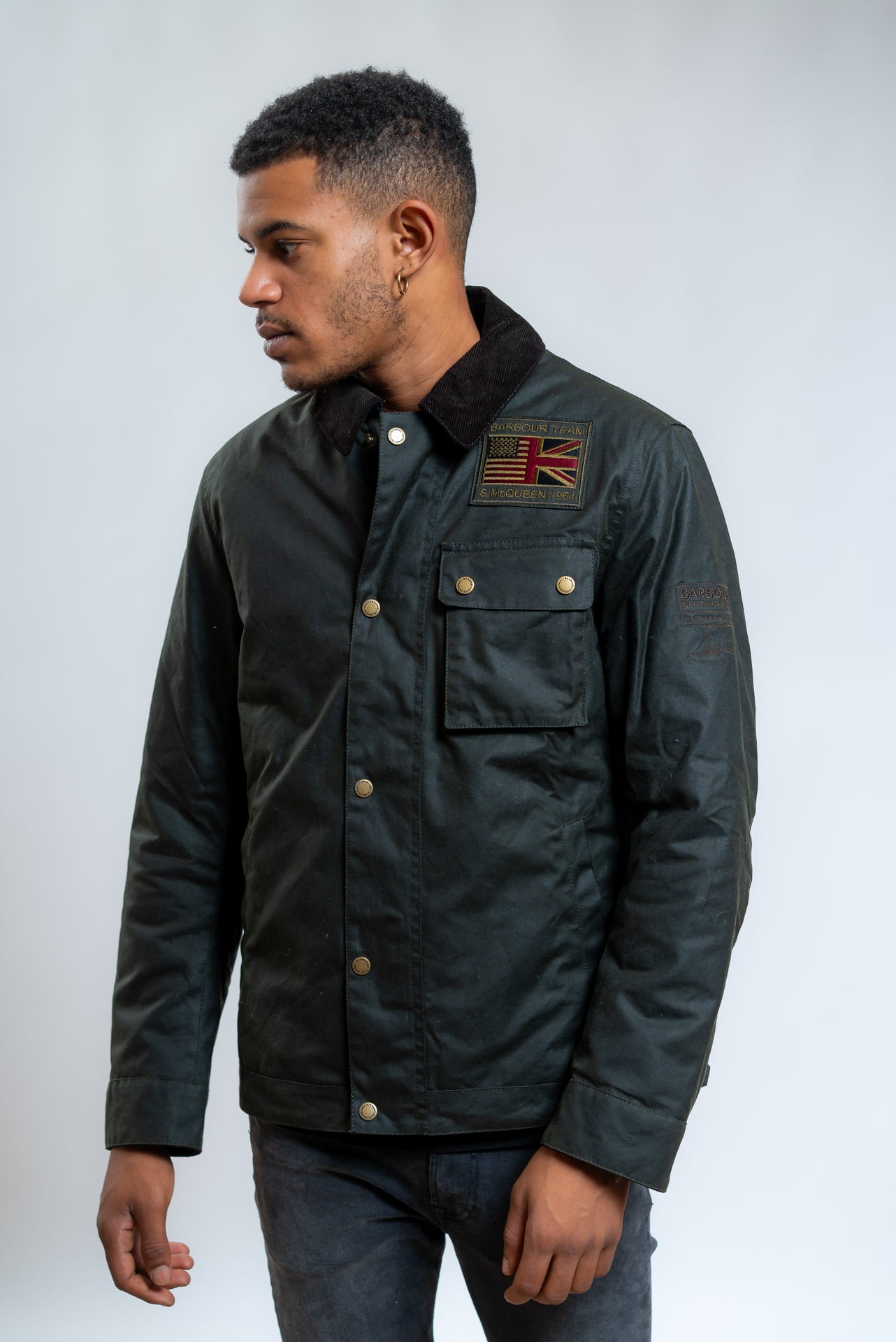 barbour Giubbino Worker Wax Verde, fronte