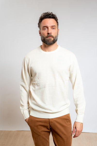 mc2 saint barth uomo maglione regent merinocash bianco, vista frontale