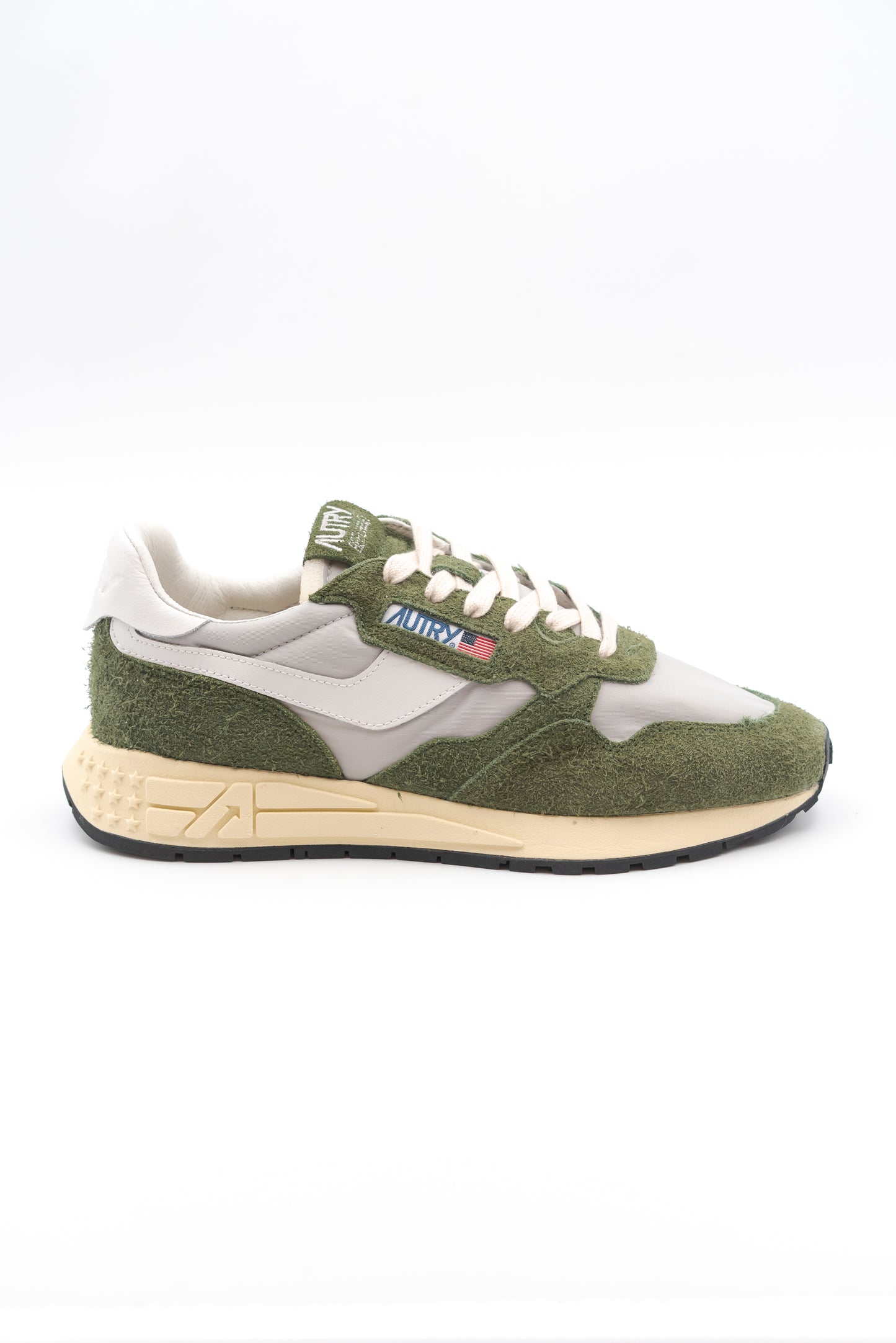 autry sneakers uomo reelwing low in suede verde e nylon grigio in saldo, lato