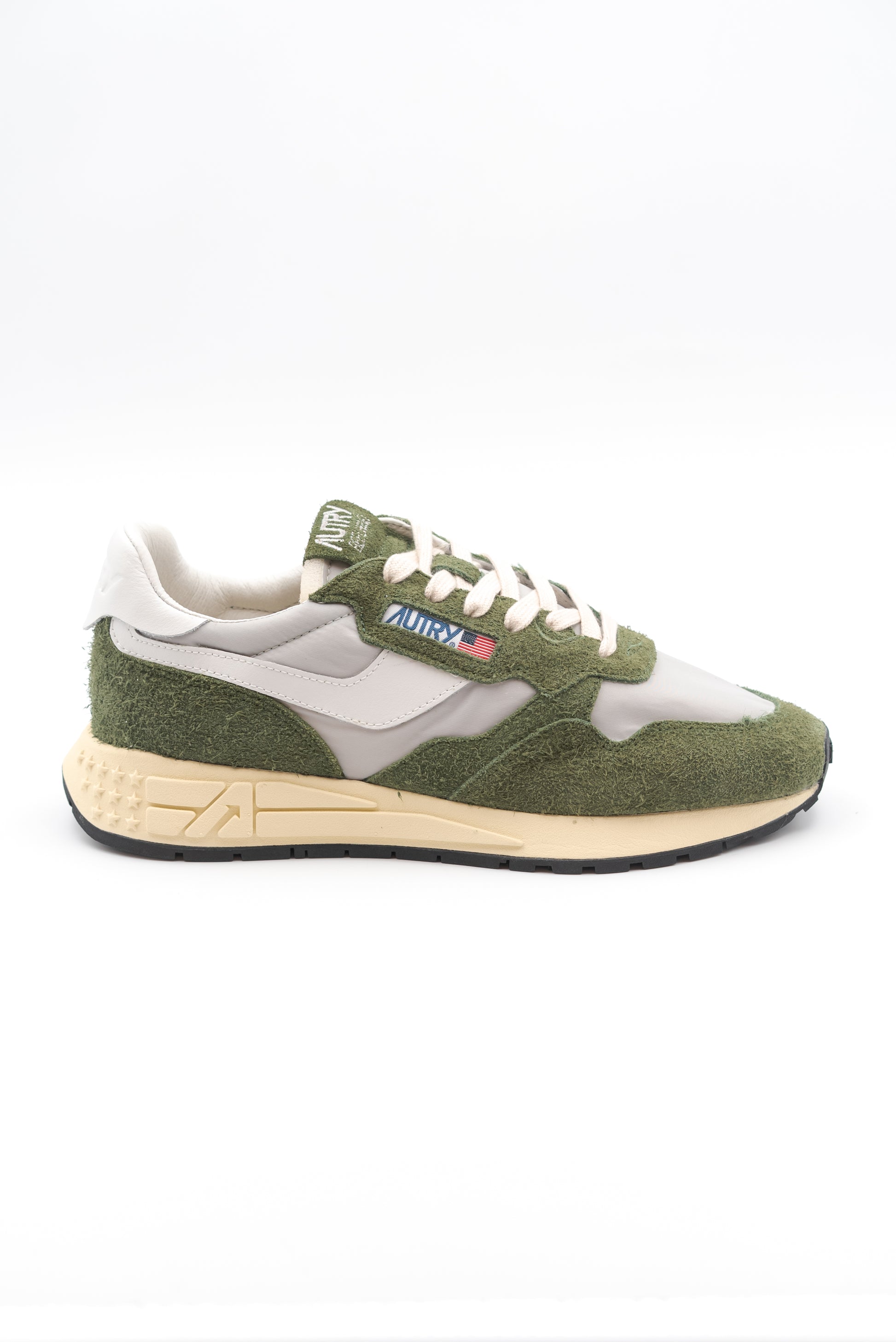 autry sneakers uomo reelwing low in suede verde e nylon grigio in saldo, lato