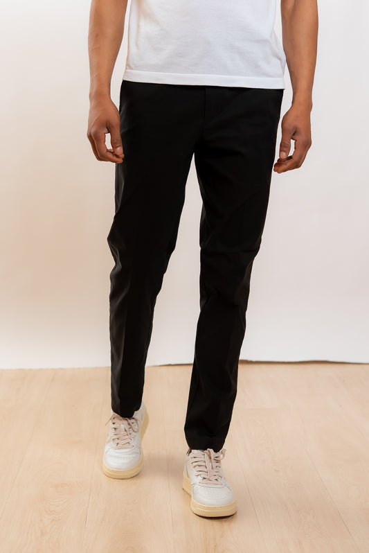 White Sand Pantalone Greg con Vita Elasticizzata Nero, fronte