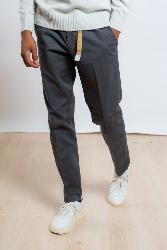 white sand pantaloni grigi greg con coulisse regolabile in vita - vista frontale