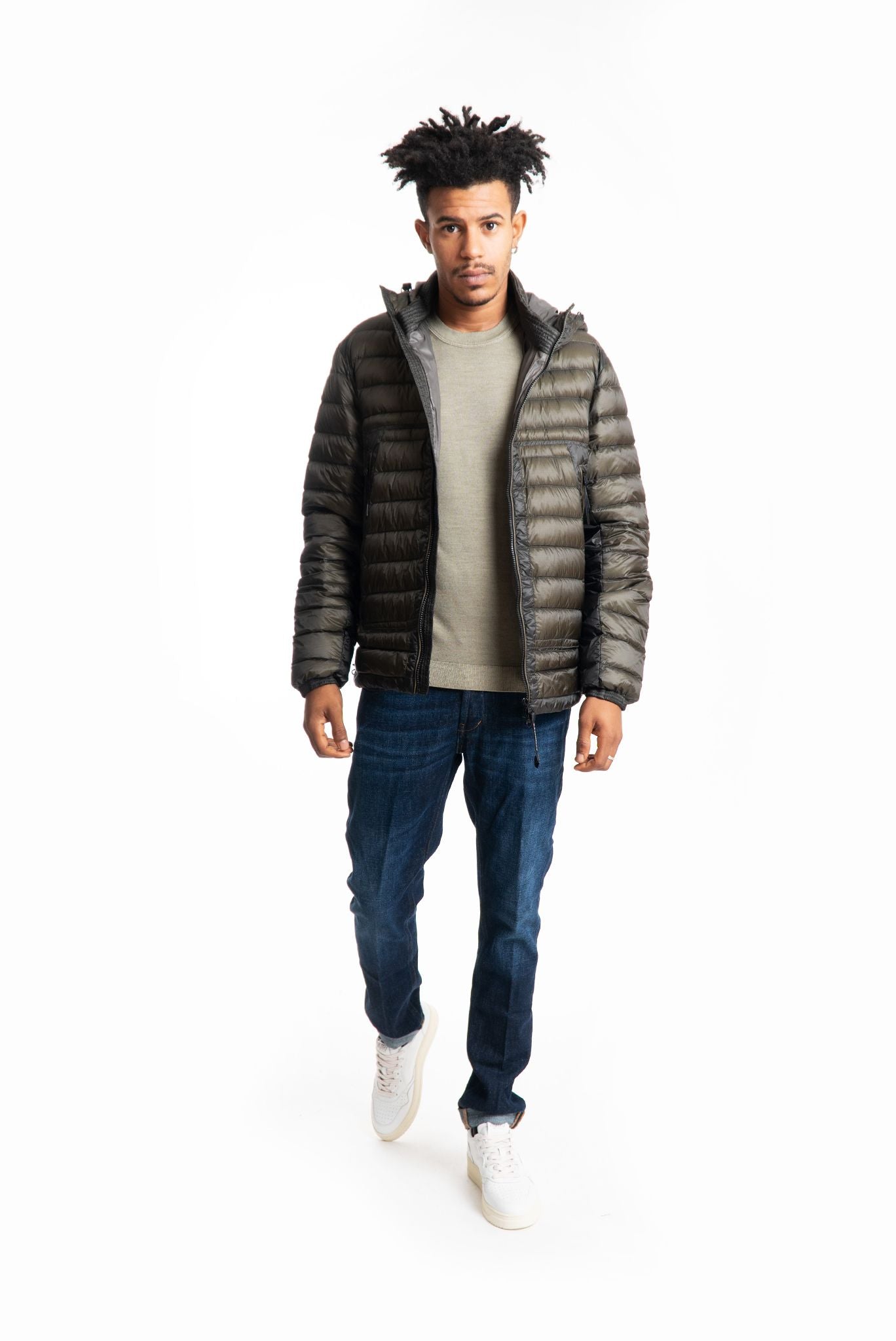 Cp Company piumino Google verde con cappuccio uomo, intero