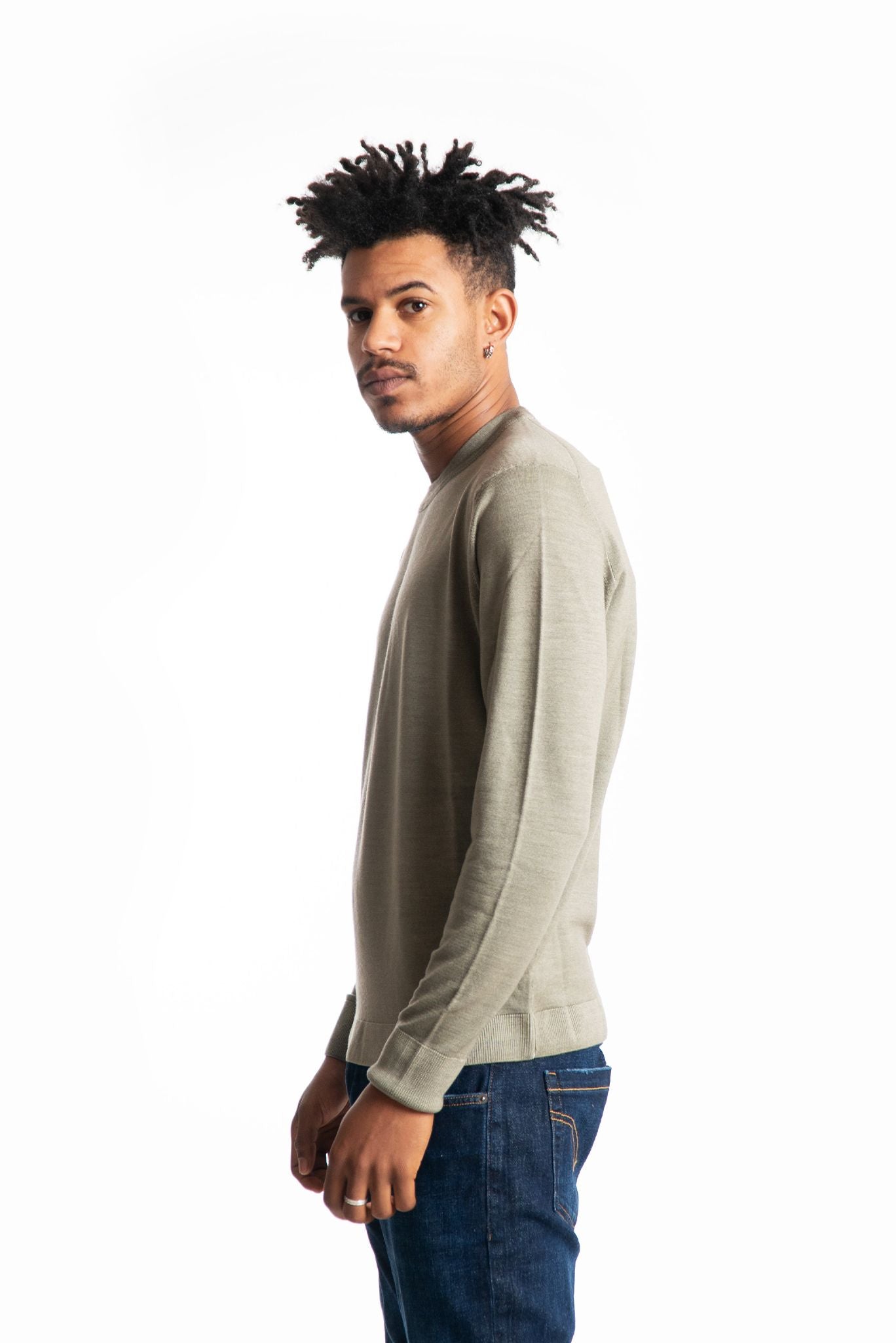 Cp company maglioncino verde in lana silver sage Fast Dyed Merinos, lato