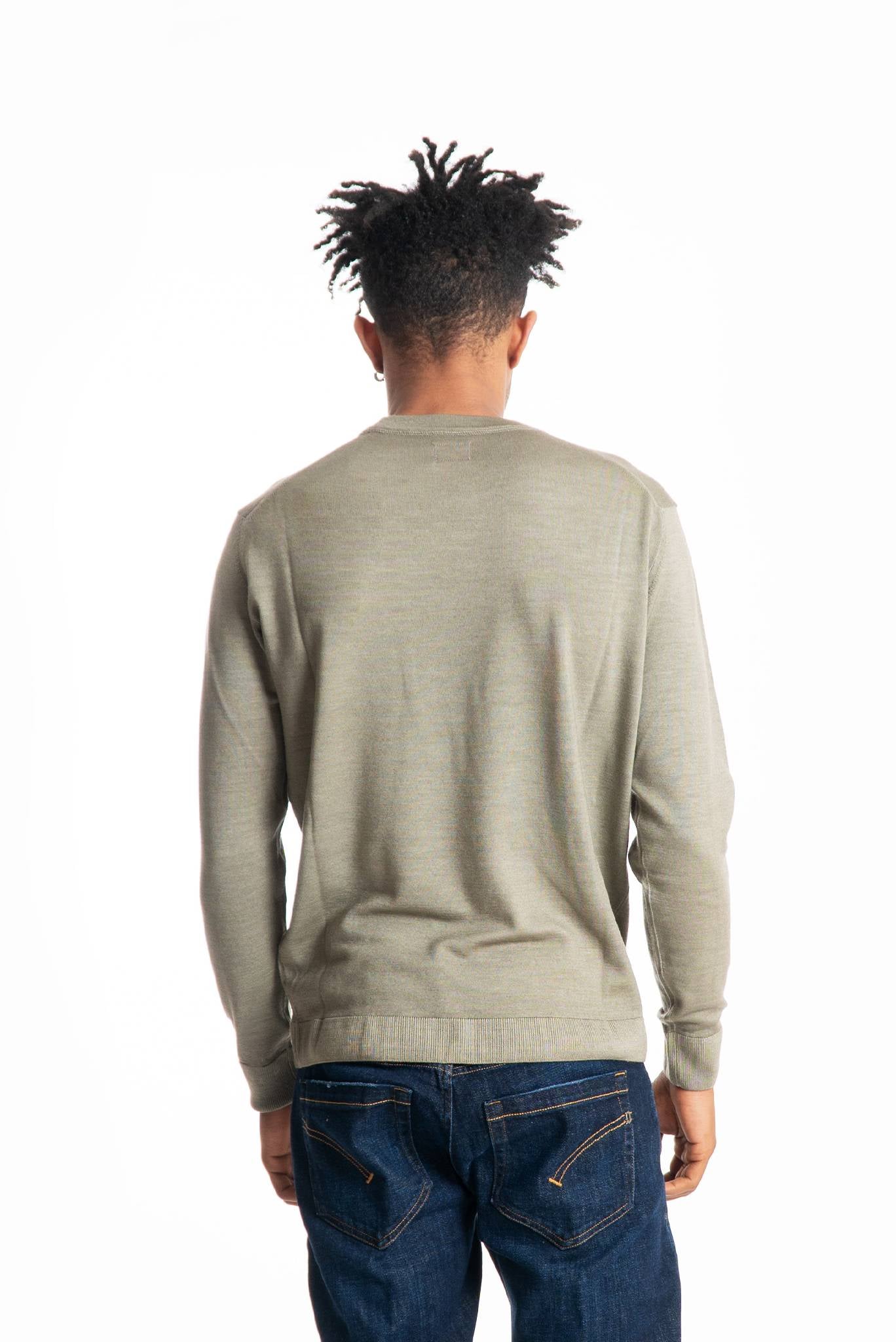 Cp company maglioncino verde in lana silver sage Fast Dyed Merinos, retro