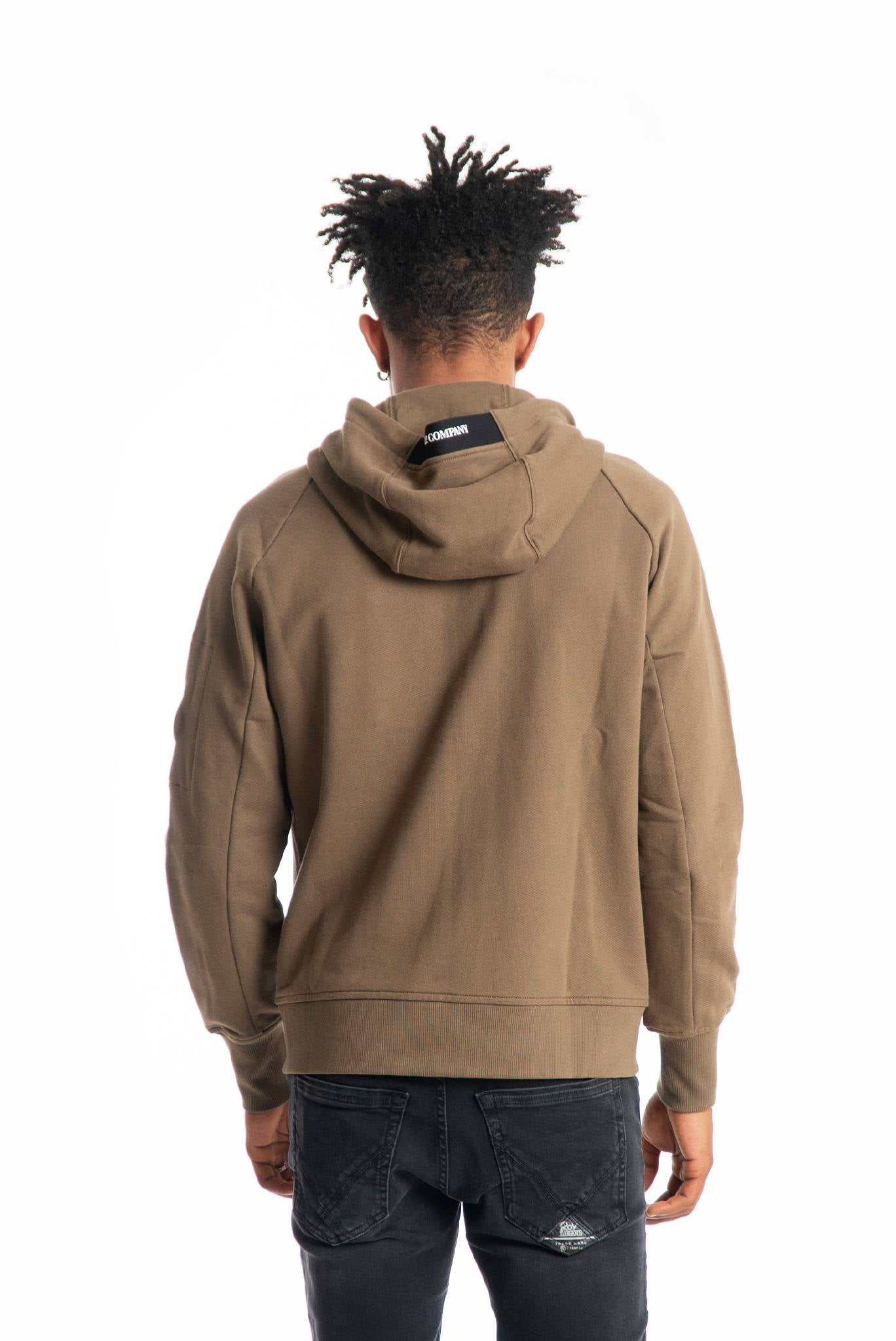 Cp company hooded open felpa con cappuccio verde, retro