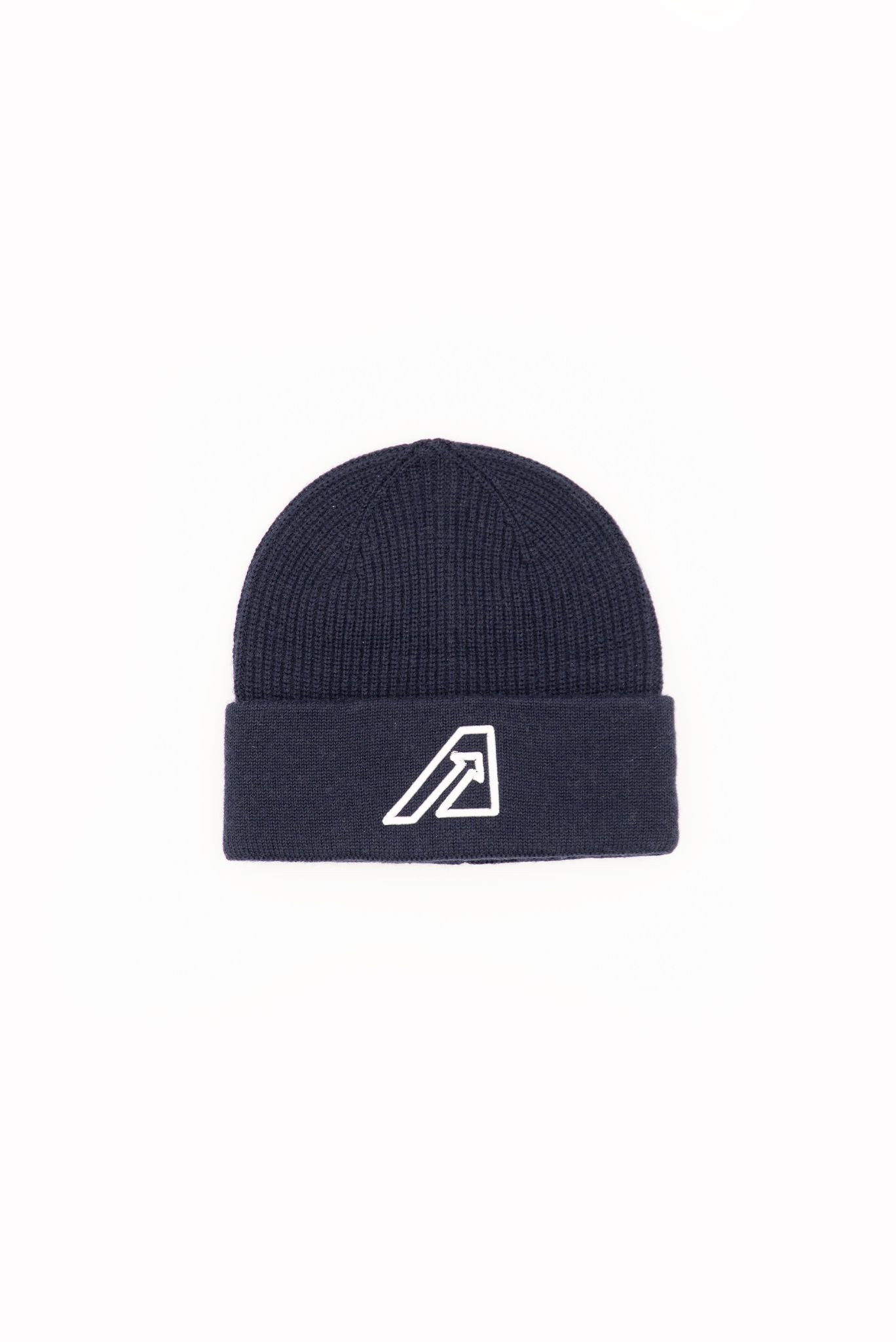 Cappello Blu con Logo in Misto Lana