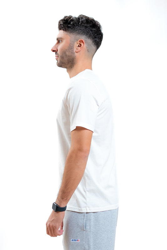 autry abbigliamento uomo t-shirt bianca in cotone con logo in saldo, lato