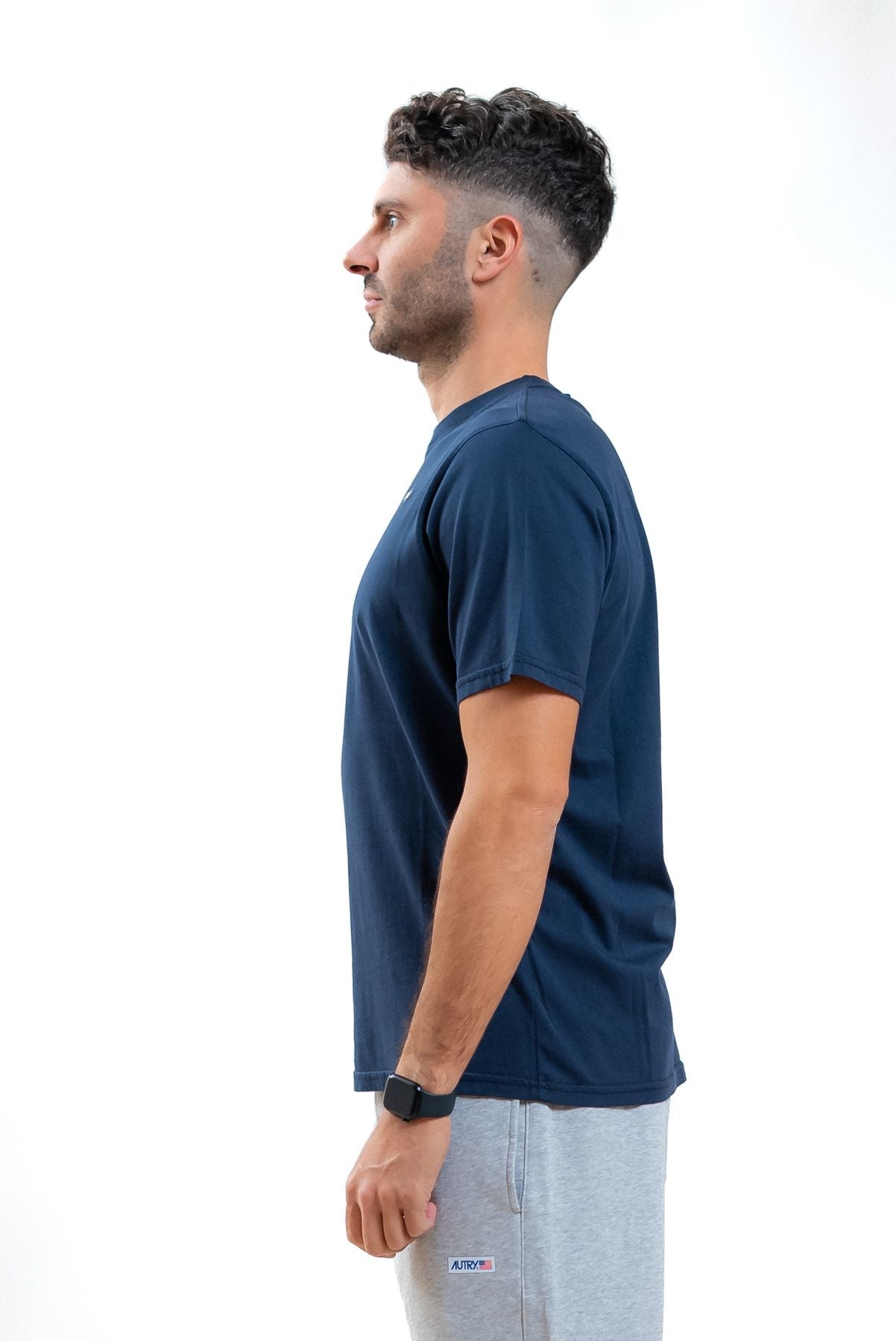 autry abbigliamento uomo t-shirt blu in cotone con logo in saldo, lato