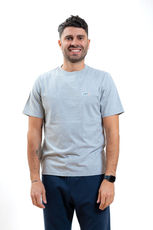 autry abbigliamento uomo t-shirt grigia in cotone con logo in saldo, fronte