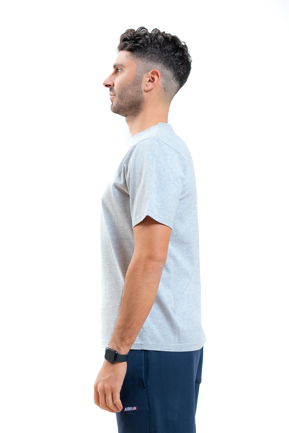 autry abbigliamento uomo t-shirt grigio in cotone con logo in saldo, lato