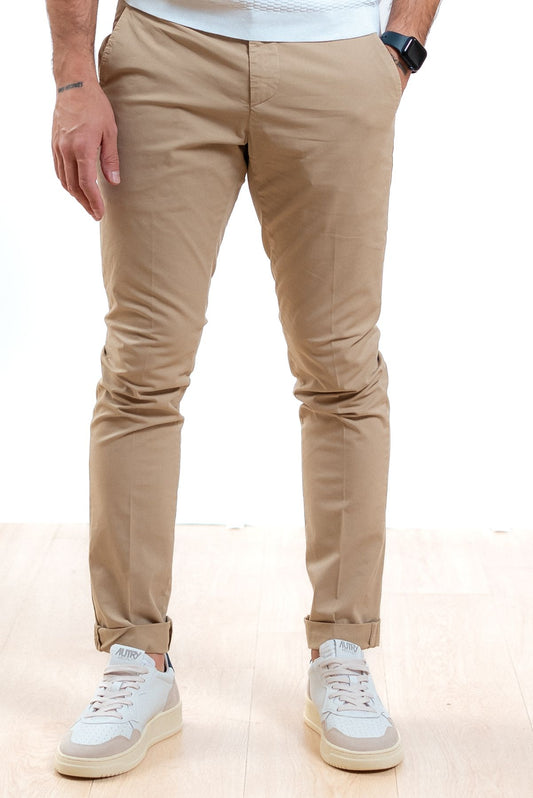 Dondup uomo pantaloni george beige in gabardina, fronte