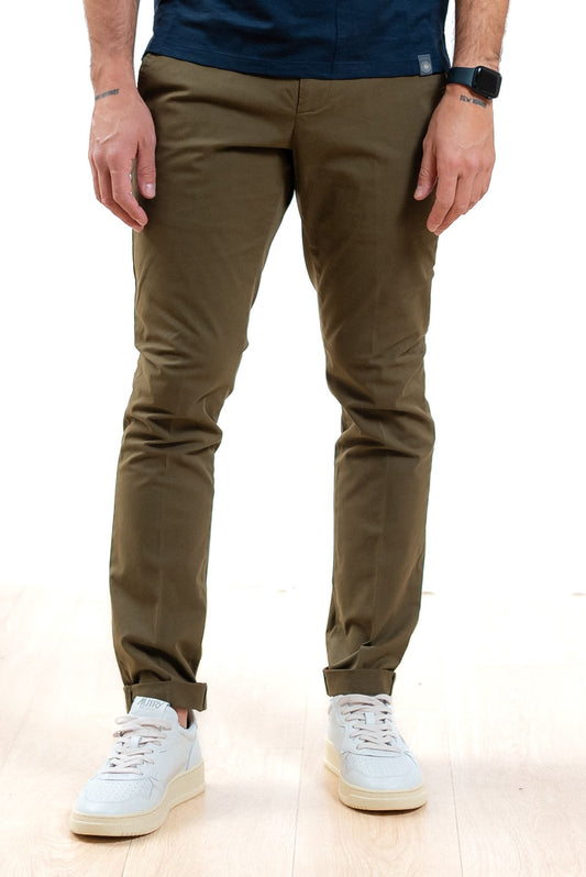 Dondup uomo pantaloni george verdi in gabardina, fronte