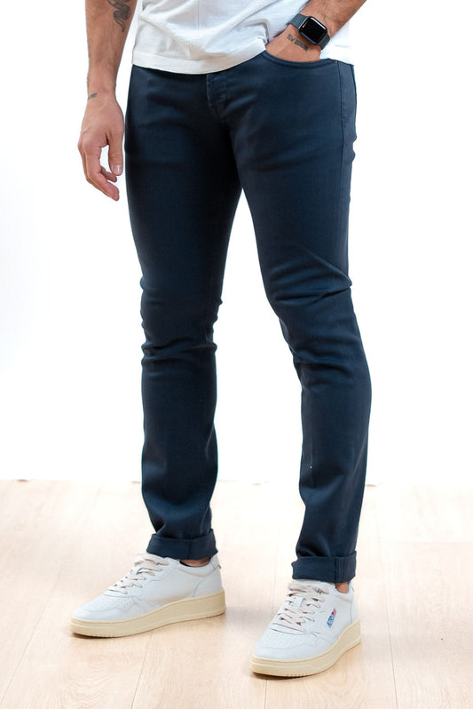 dondup uomo pantaloni george blu in bull, fronte