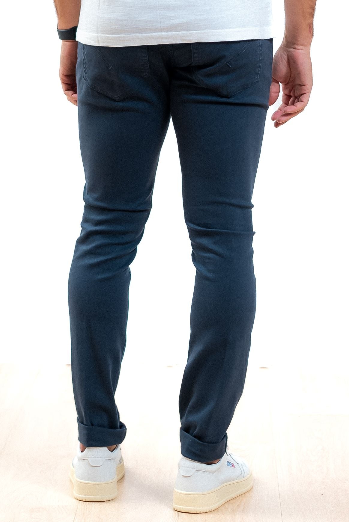 dondup uomo pantaloni george blu in bull, retro