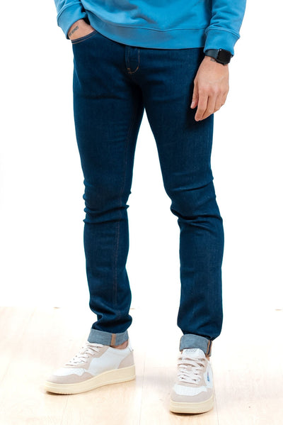 dondup uomo jeans george lavaggio scuro skinny fit, fronte