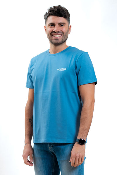 T-shirt uomo azzurra con logo dondup uomo, fronte