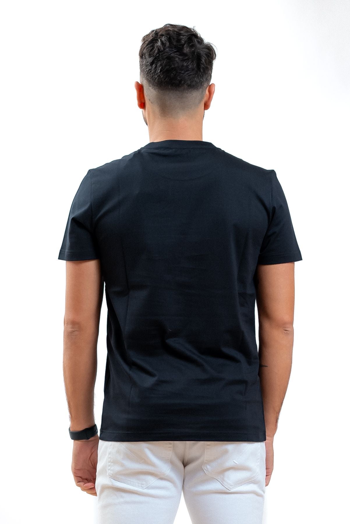 dondup uomo t-shirt nera con logo ricamato, retro