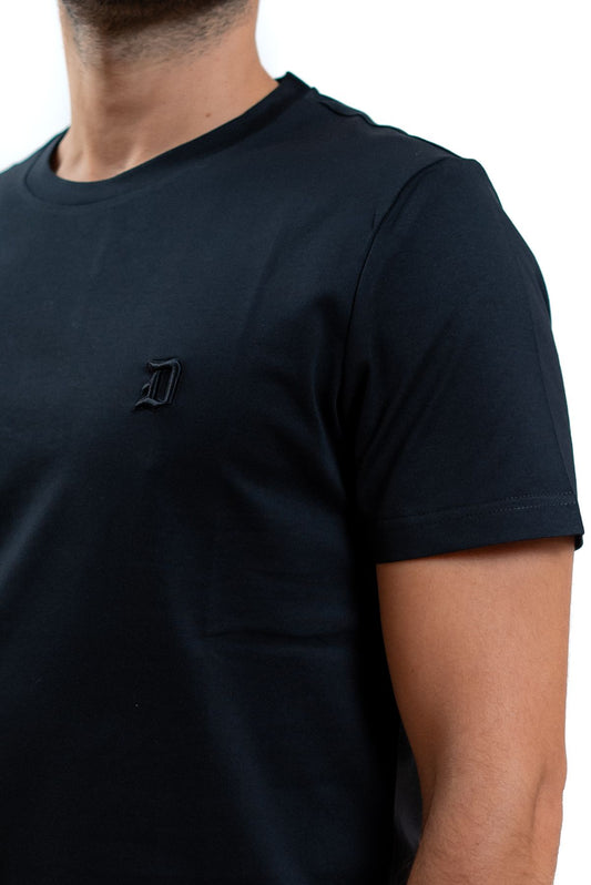 dondup uomo t-shirt nera con logo ricamato, dettaglio