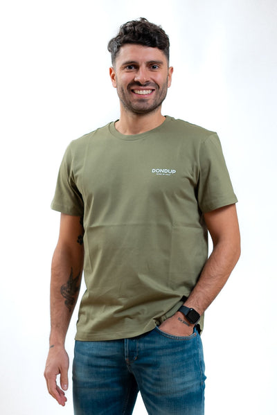 T-shirt uomo verde con logo dondup uomo, fronte