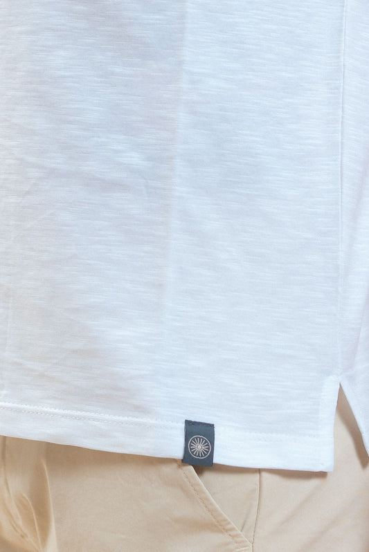 kangra cashmere t-shirt bianca in cotone fiammato, dettaglio