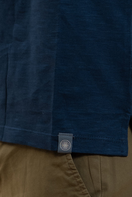 kangra cashmere uomo t-shirt blu in cotone fiammato, dettaglio