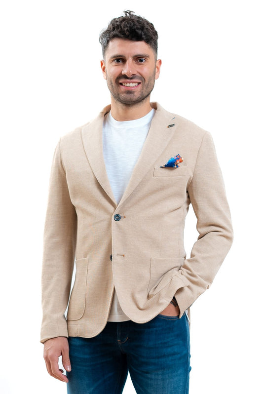 bob company giacca uomo in maglia beige, fronte