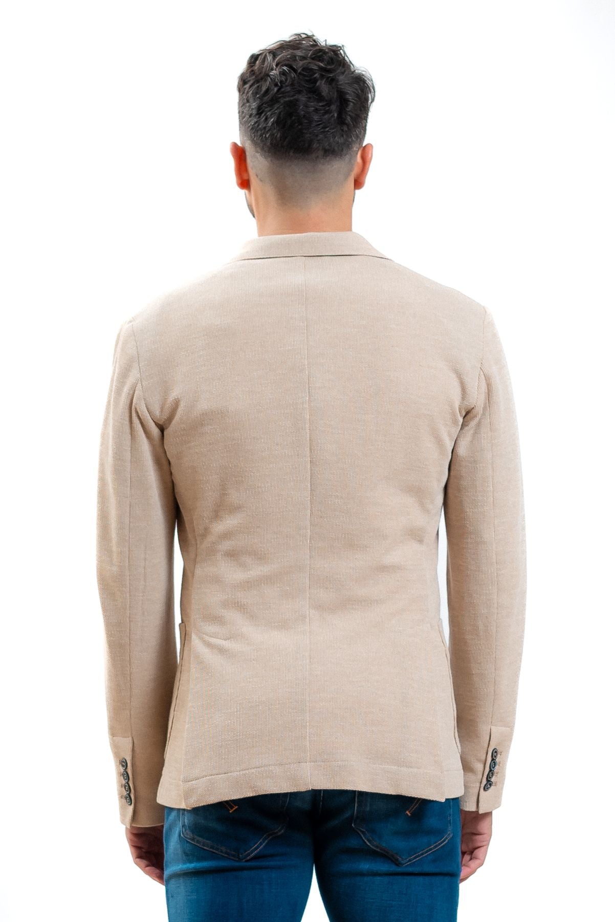 bob company giacca uomo in maglia beige, retro