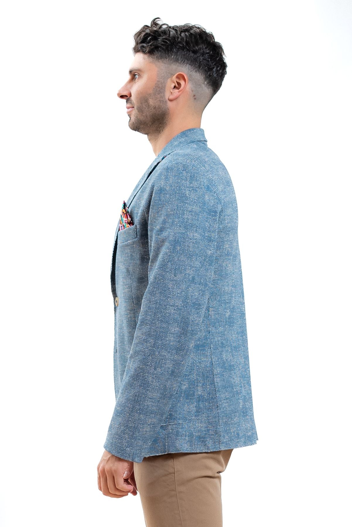 Bob company giacca uomo monopetto celeste, lato