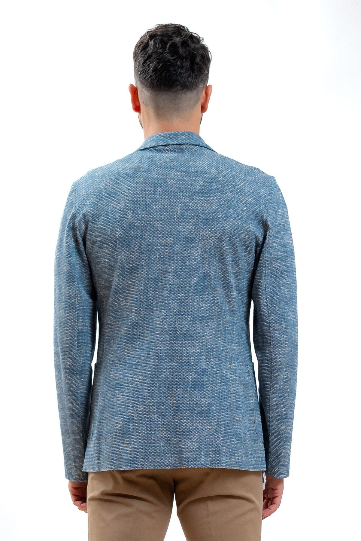 Bob company giacca uomo monopetto celeste, retro