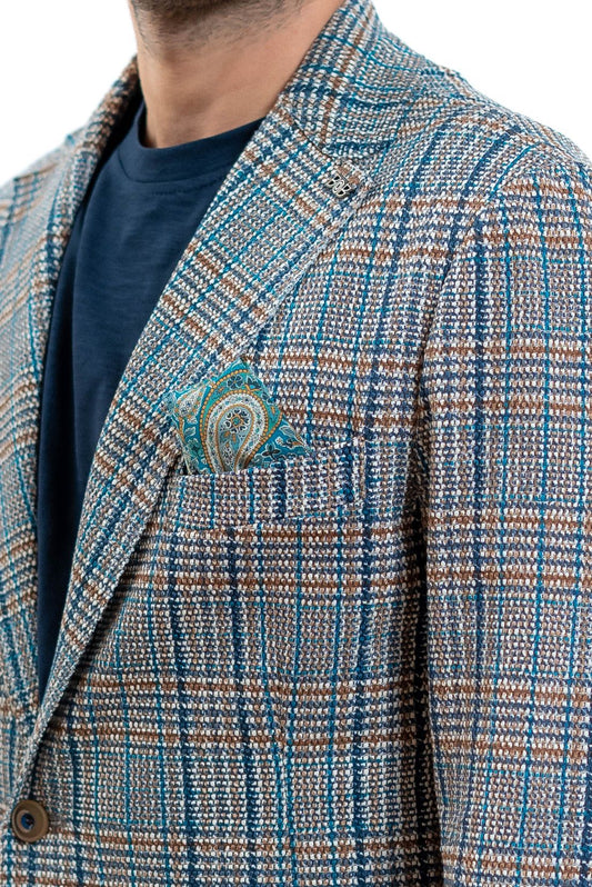 Bob company uomo giacca monopetto check blu, dettaglio