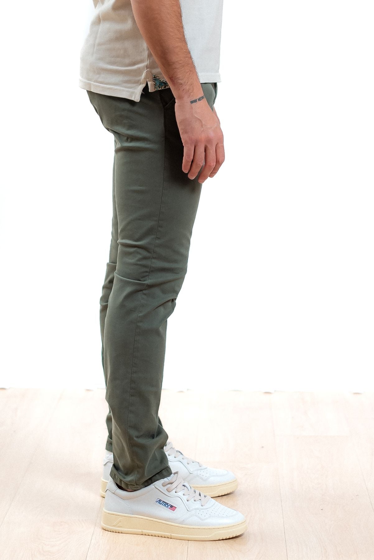 Roy rogers uomo pantalone chino new rolf verde, lato