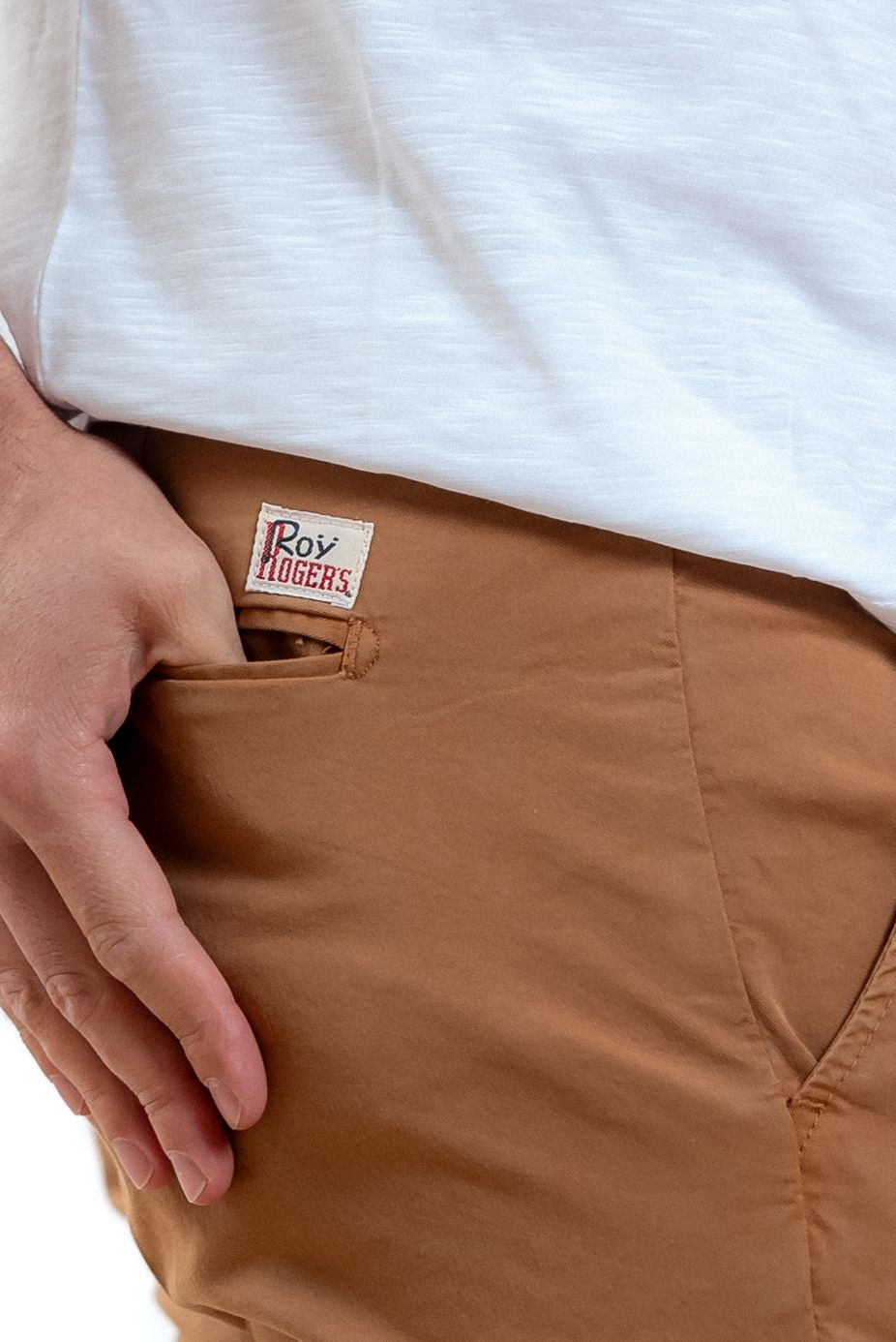 Roy rogers uomo pantalone new rolf chino marrone, dettaglio