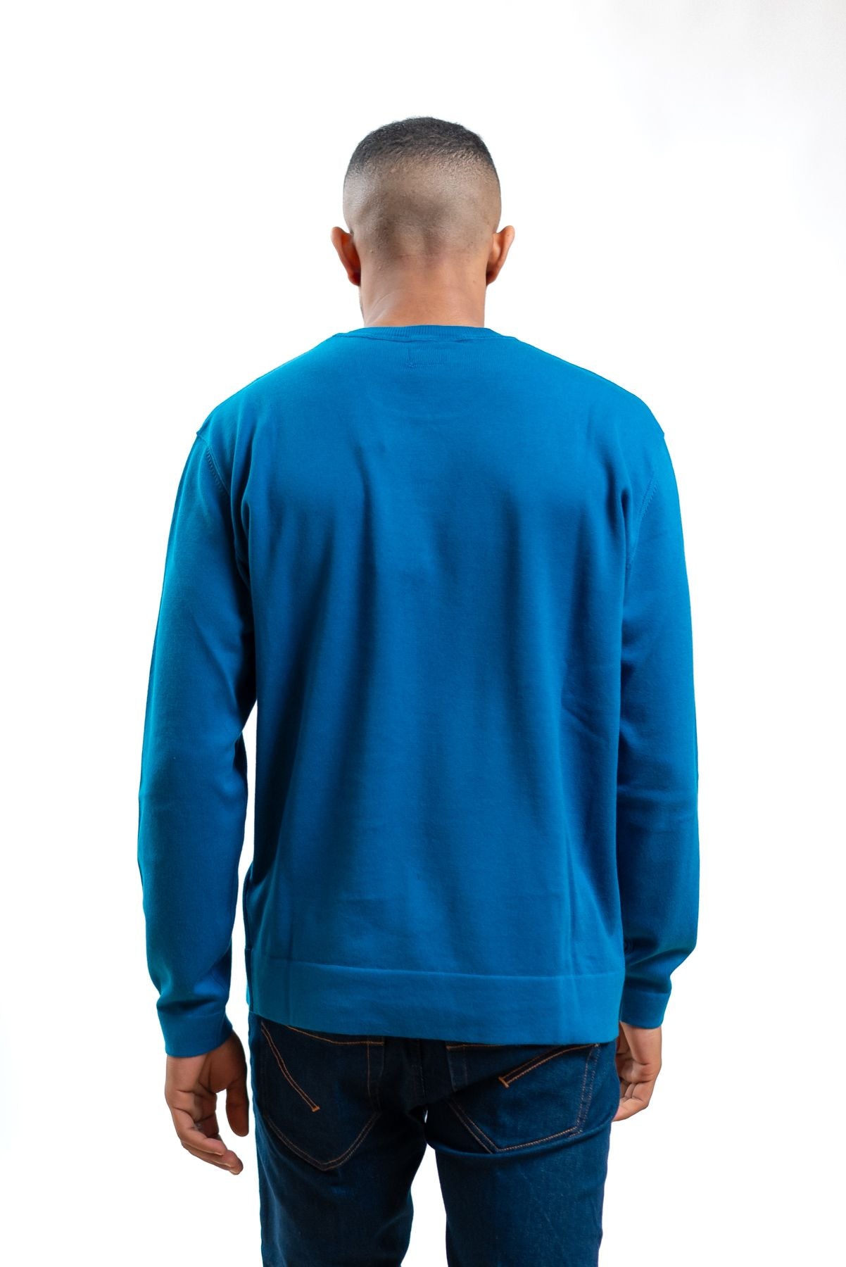 cp company uomo maglioncino azzurro in cotone sea island, retro