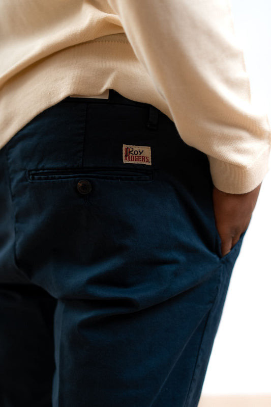Roy rogers uomo pantalone chino blu new rolf, dettaglio