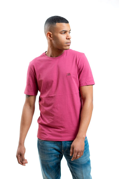 cp company uomo t-shirt rosa a girocollo con logo, fronte