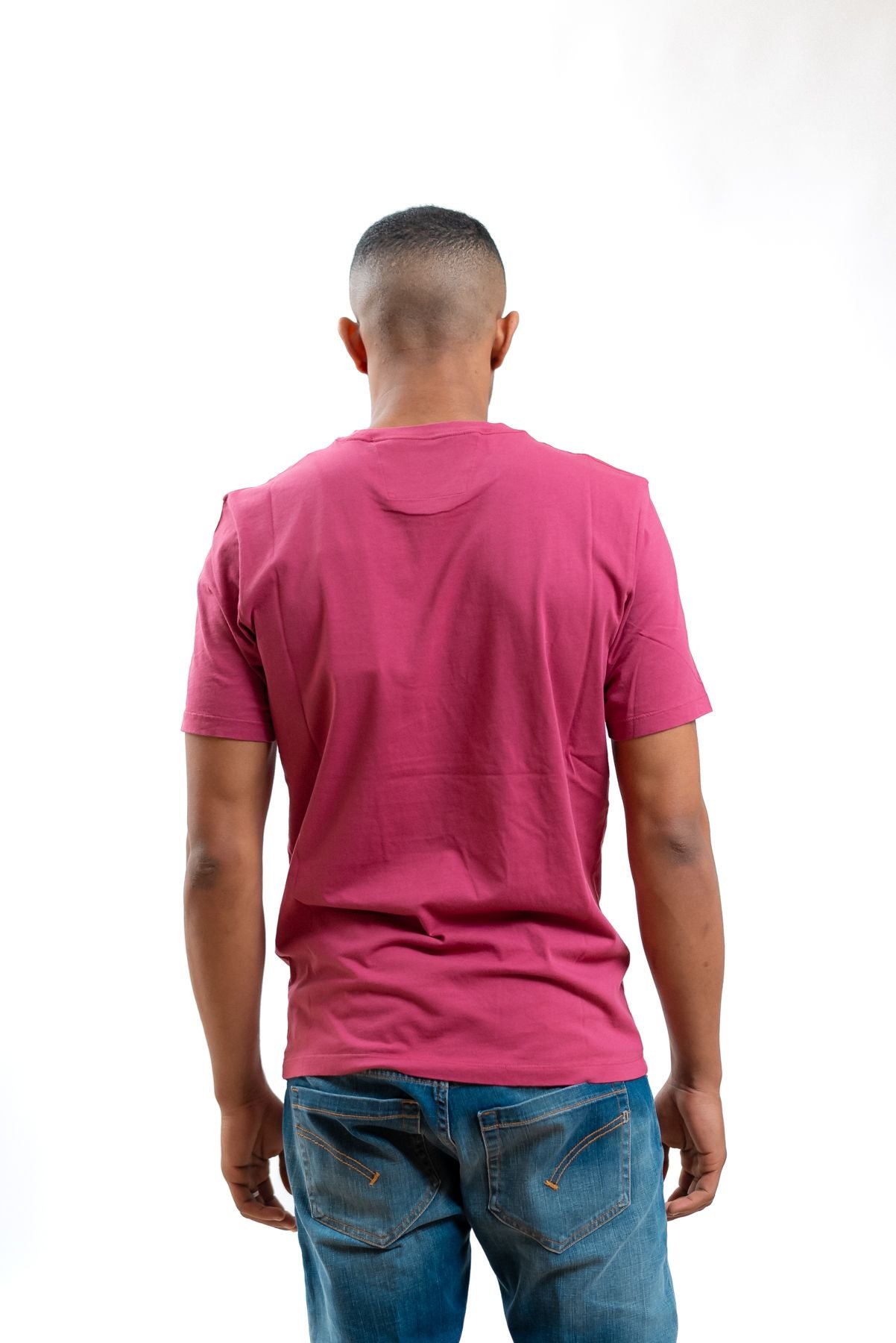 cp company uomo t-shirt rosa a girocollo con logo, retro