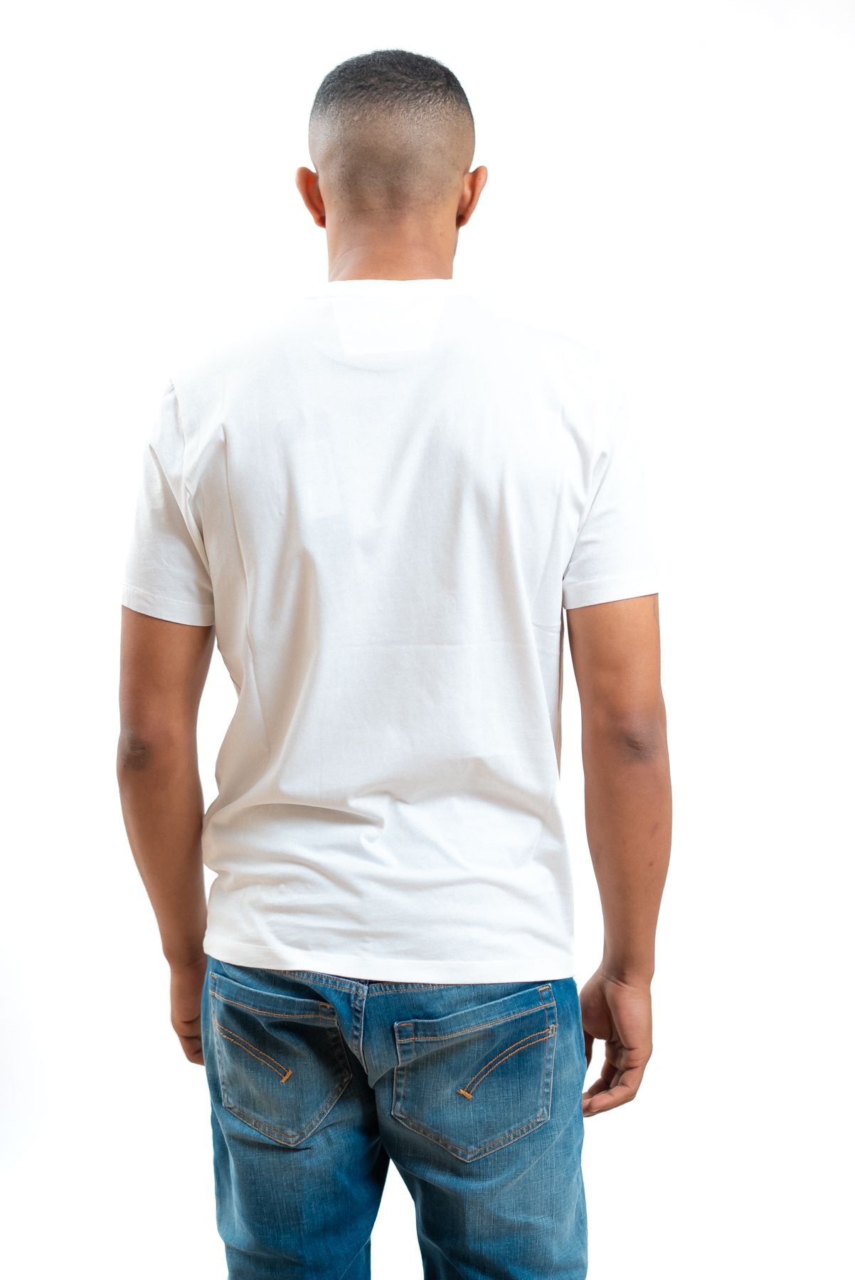 cp company uomo t-shirt bianca a girocollo con logo, retro