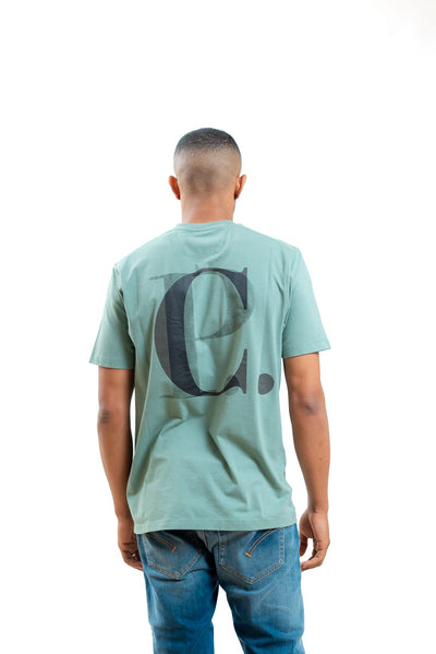 cp company t-shirt uomo verde con logo e stampa, retro