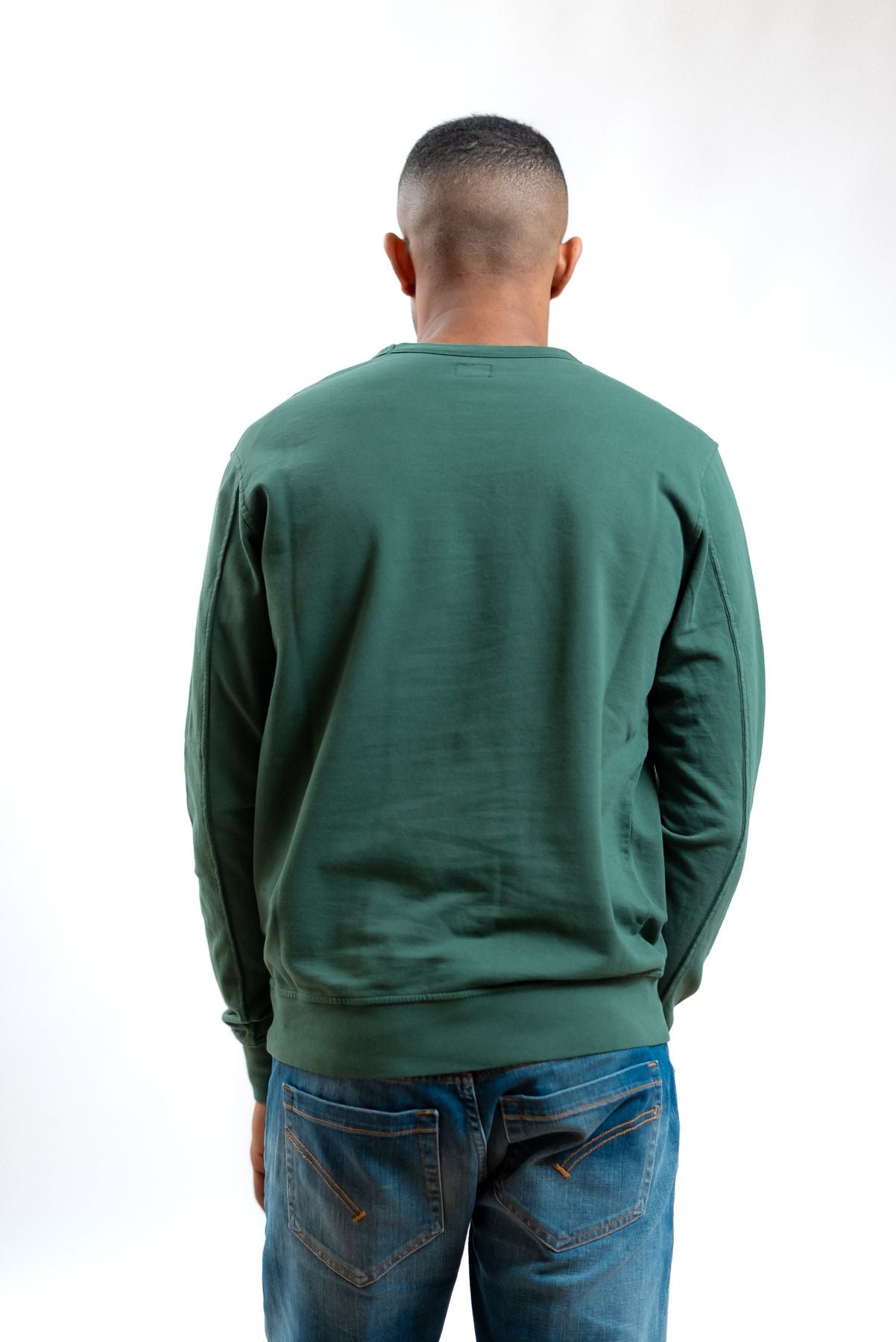 cp company uomo felpa light fleece verde a girocollo, retro