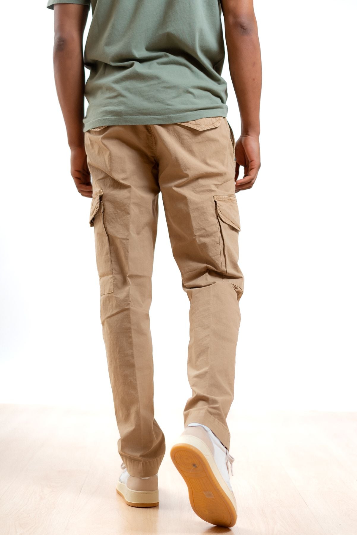 white sand uomo pantalone cargo beige in cotone ripstop, retro