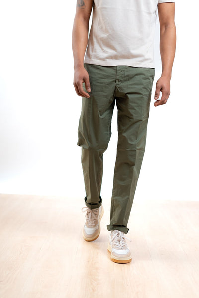 White sand pantalone uomo greg verde in cotone, fronte