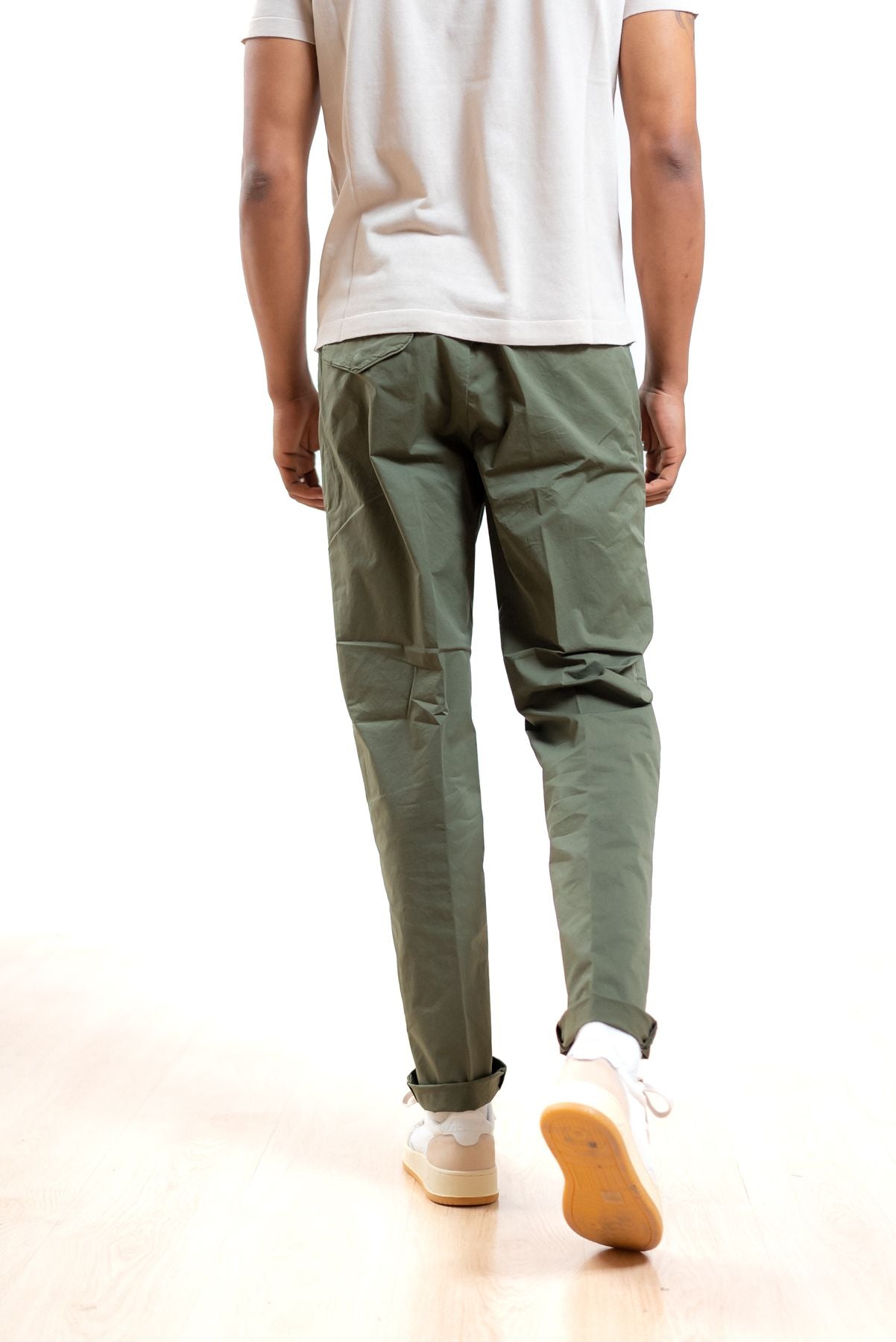 White sand pantalone uomo greg verde in cotone, retro